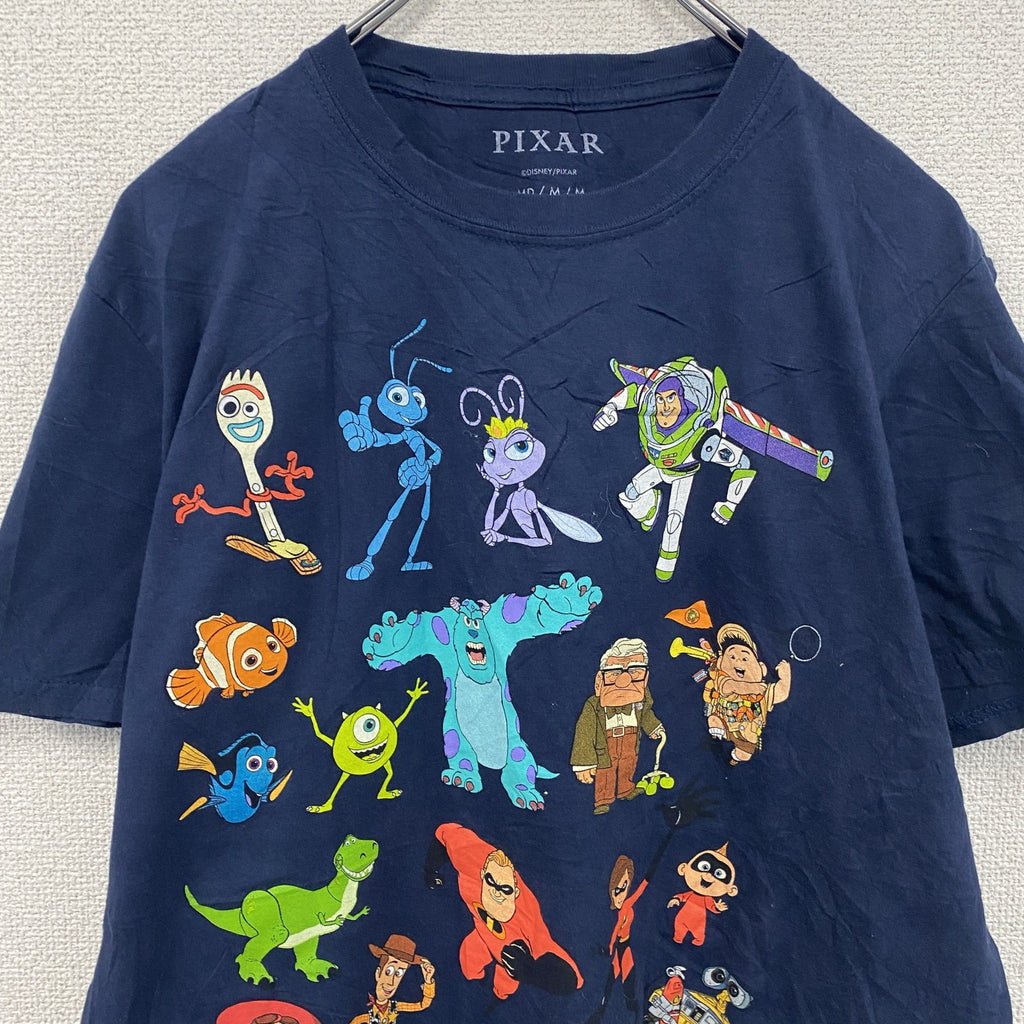Disney　PIXAR　ピクサー　半袖プリントTシャツ　キャラクターT　キャラクターデザイン　紺　ネイビー　Mサイズ