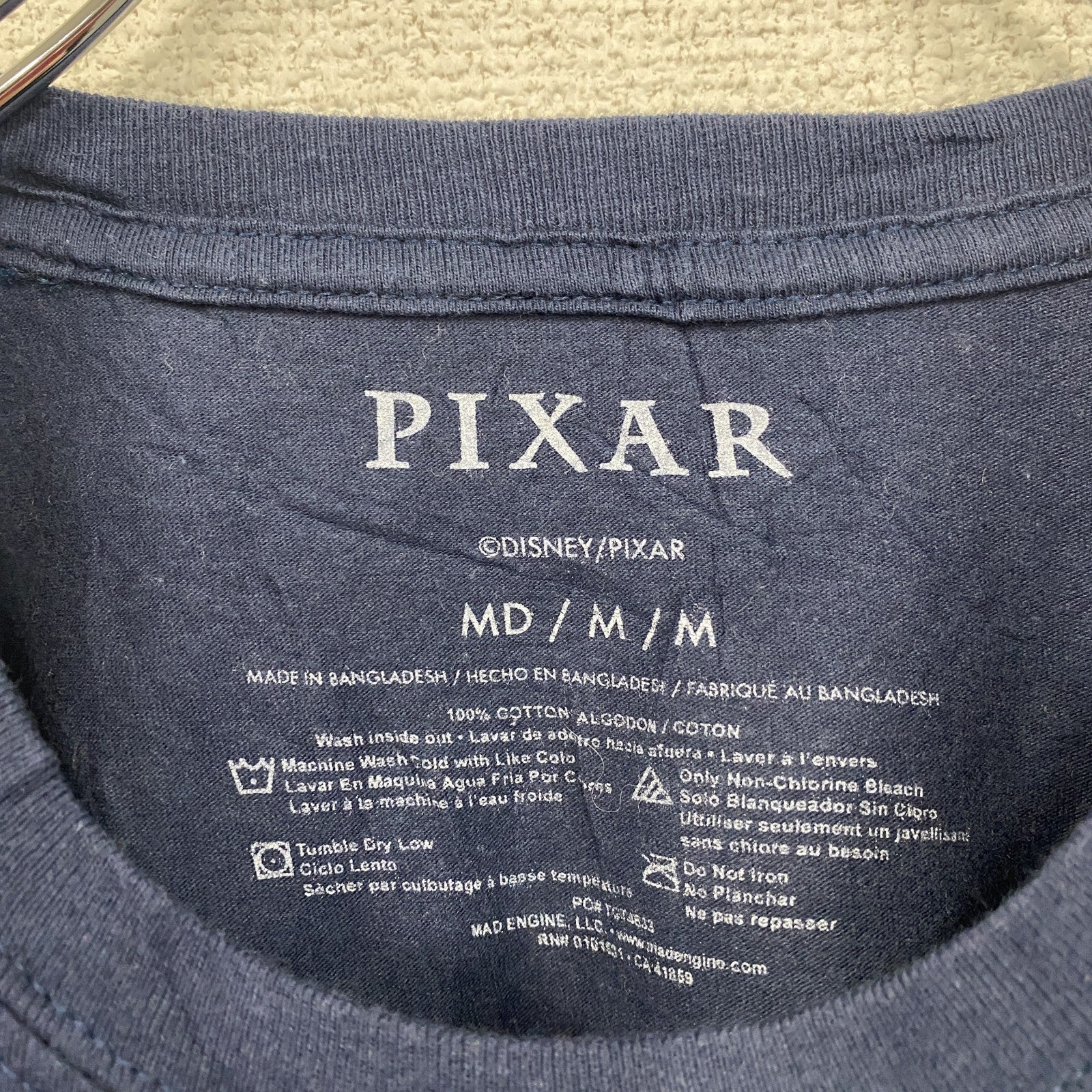 Disney　PIXAR　ピクサー　半袖プリントTシャツ　キャラクターT　キャラクターデザイン　紺　ネイビー　Mサイズ