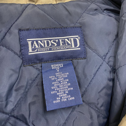 90s　LANDS'END　ランズエンド　マウンテンパーカー　キルティングライナー　中綿入り　ベージュ　XSサイズ