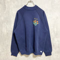 古着 used　90s　DISCUSATHLETIC　長袖ワンポイント刺繍スウェット　トレーナー　チューリップ　ネイビー　Lサイズ