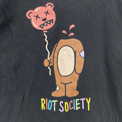 RIOT SOCIETY　半袖プリントアニマルTシャツ　英字プリント　黒　ブラック　Sサイズ