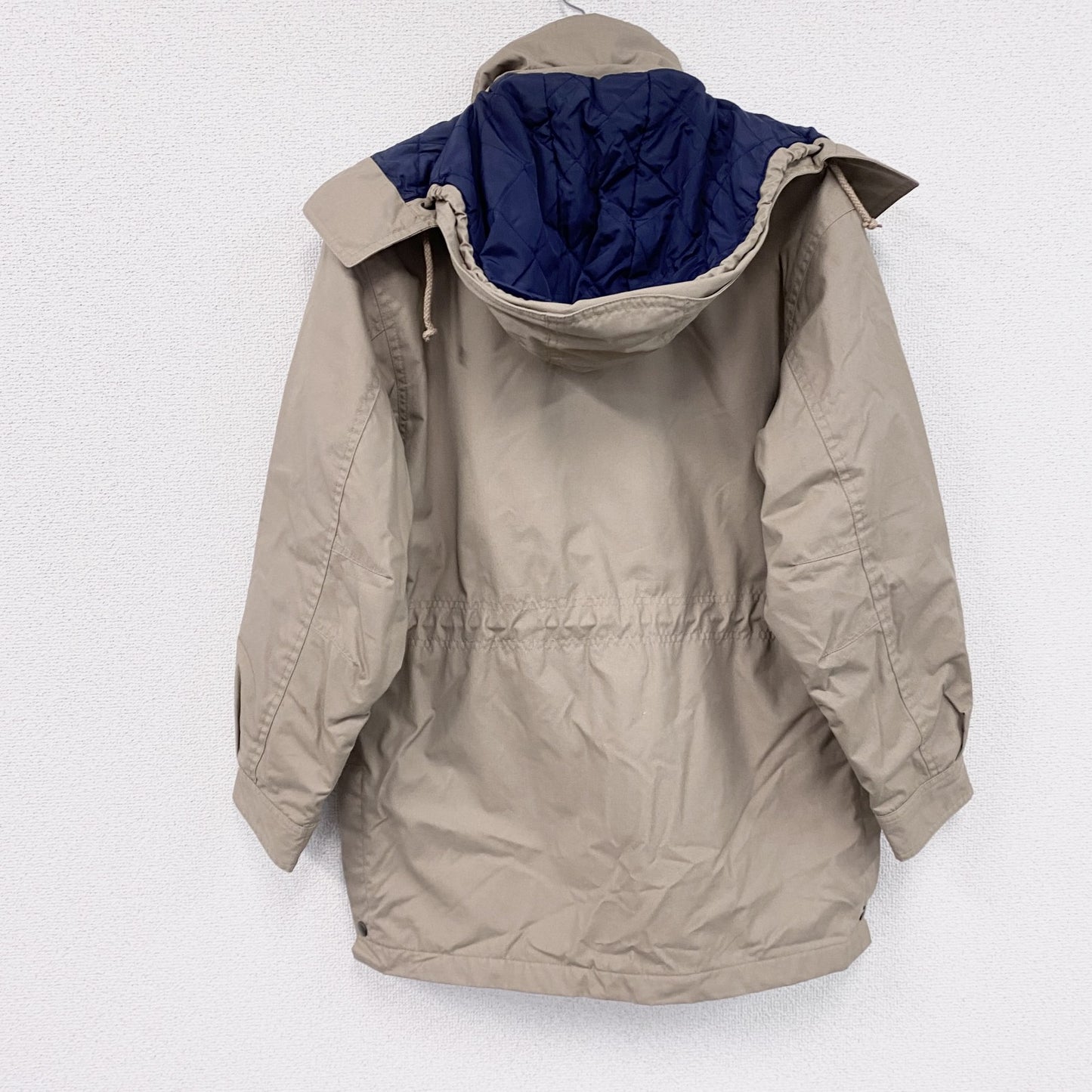90s　LANDS'END　ランズエンド　マウンテンパーカー　キルティングライナー　中綿入り　ベージュ　XSサイズ