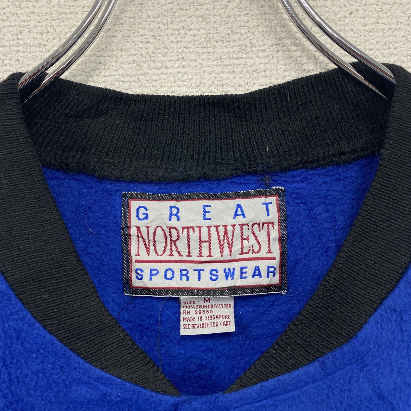 ～90s　GREAT NORTHWEST　フルジップフリーススタジャン　ノーカラージャケット　ヴィンテージ　青　ブルー　Mサイズ