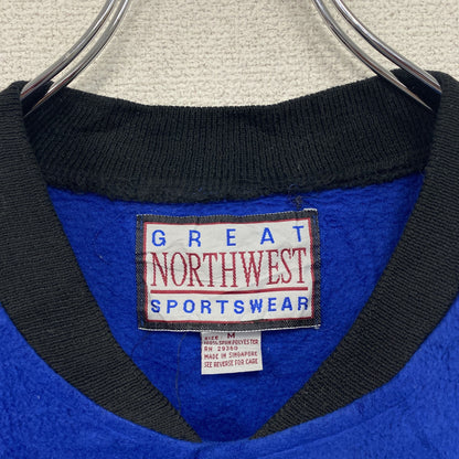 ～90s　GREAT NORTHWEST　フルジップフリーススタジャン　ノーカラージャケット　ヴィンテージ　青　ブルー　Mサイズ
