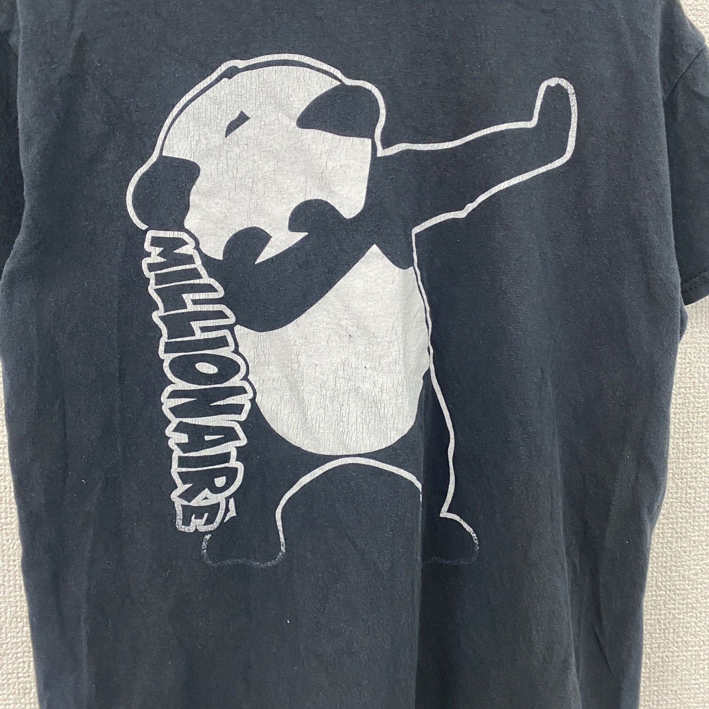 GILDAN　ギルダン　半袖プリントアニマルTシャツ　英字プリント　パンダ　黒　ブラック　Sサイズ