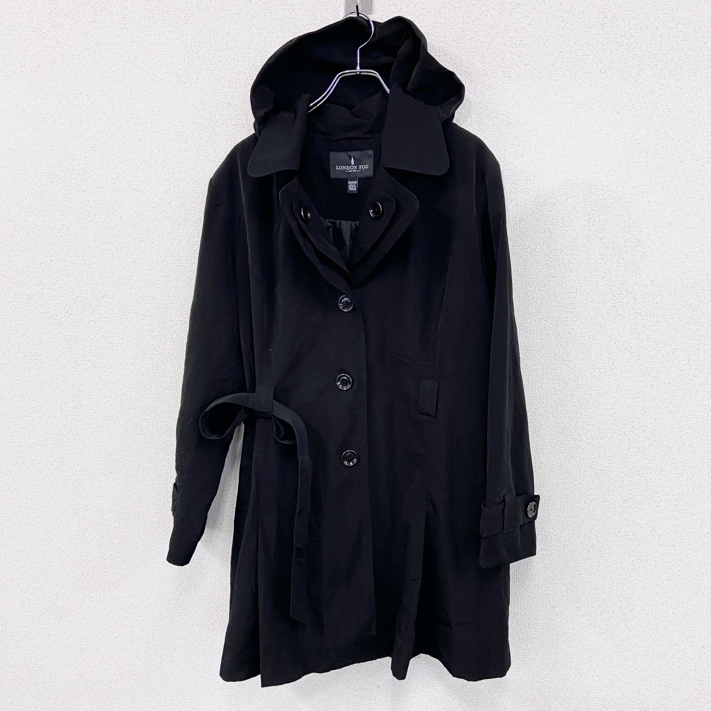 LONDON FOG　ロンドンフォグ　トレンチコート　フーディー　黒　ブラック　XXLサイズ
