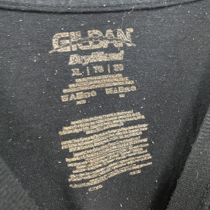 GILDAN　ギルダン　半袖プリントTシャツ　アーチプリント　英字プリント　黒　ブラック　XLサイズ