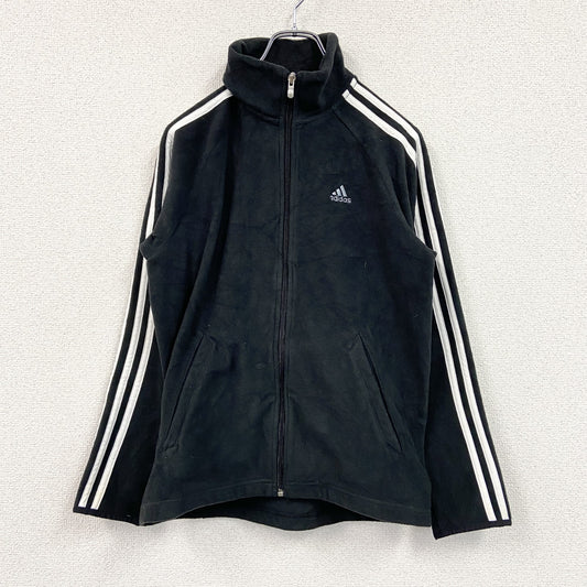adidas　アディダス　フリースジャージ　フリースジャケット　ハイネック　スリーストライプス　黒　ブラック　Lサイズ