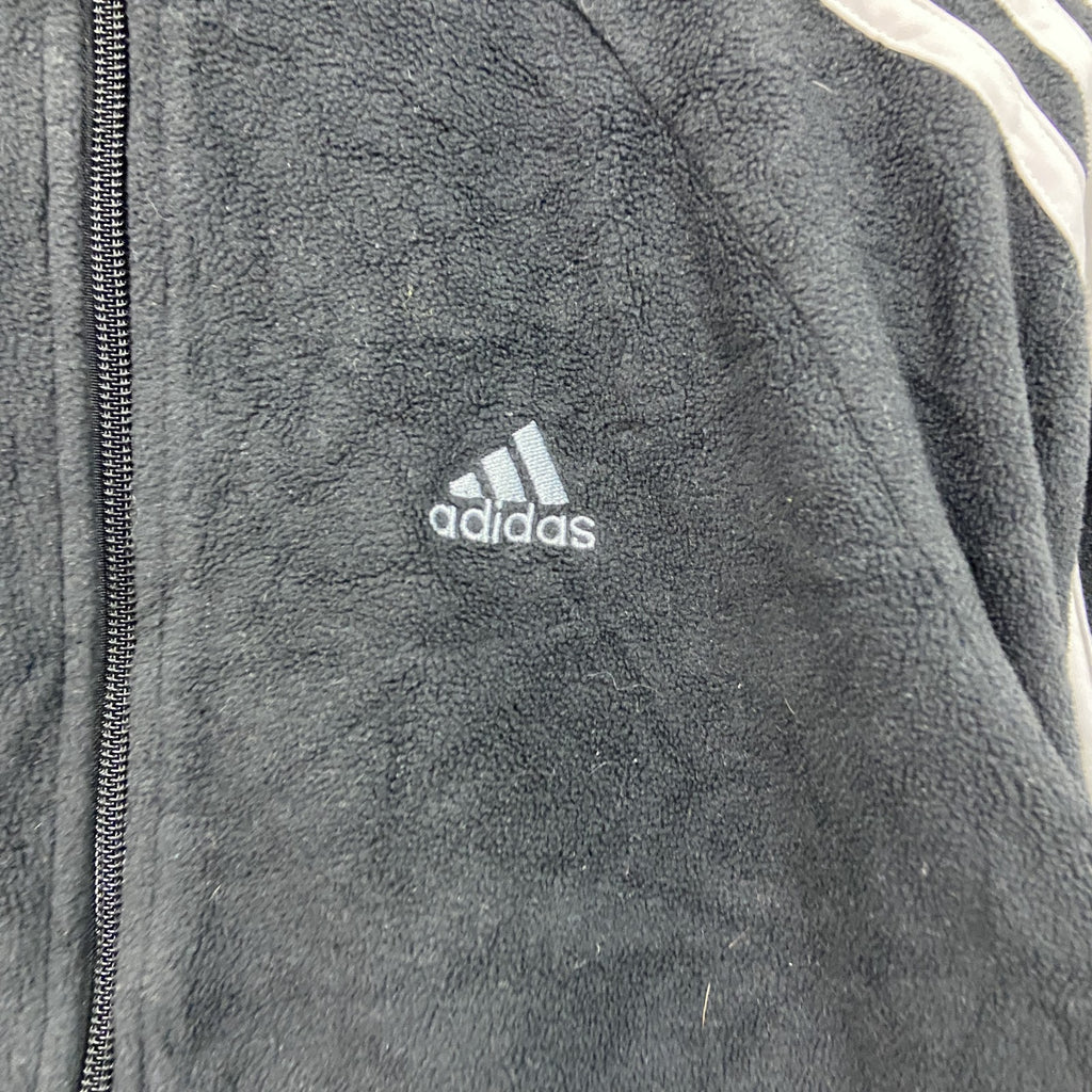 adidas　アディダス　フリースジャージ　フリースジャケット　ハイネック　スリーストライプス　黒　ブラック　Lサイズ