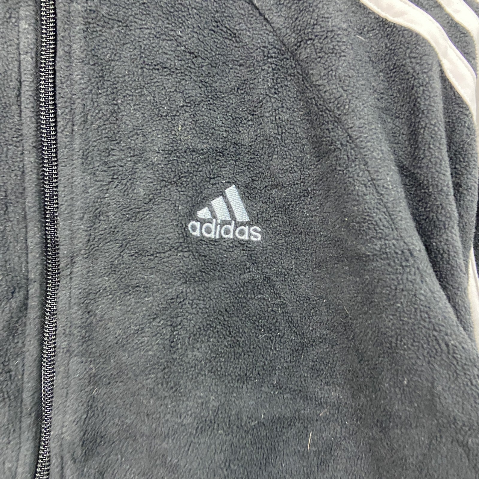 adidas　アディダス　フリースジャージ　フリースジャケット　ハイネック　スリーストライプス　黒　ブラック　Lサイズ