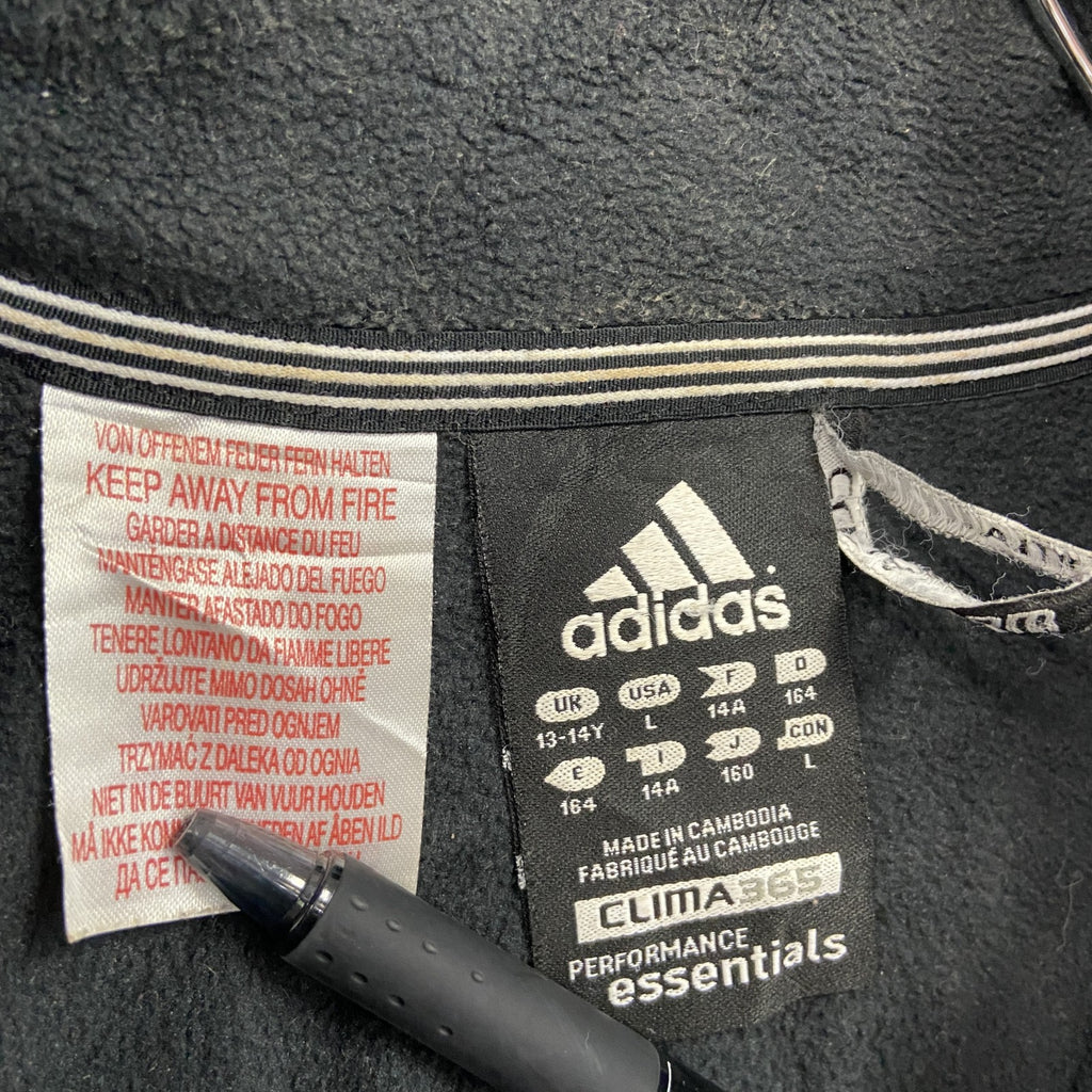 adidas　アディダス　フリースジャージ　フリースジャケット　ハイネック　スリーストライプス　黒　ブラック　Lサイズ
