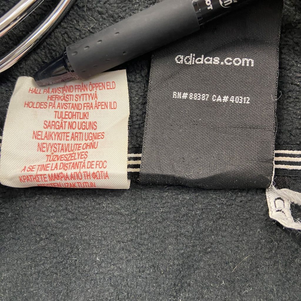 adidas　アディダス　フリースジャージ　フリースジャケット　ハイネック　スリーストライプス　黒　ブラック　Lサイズ