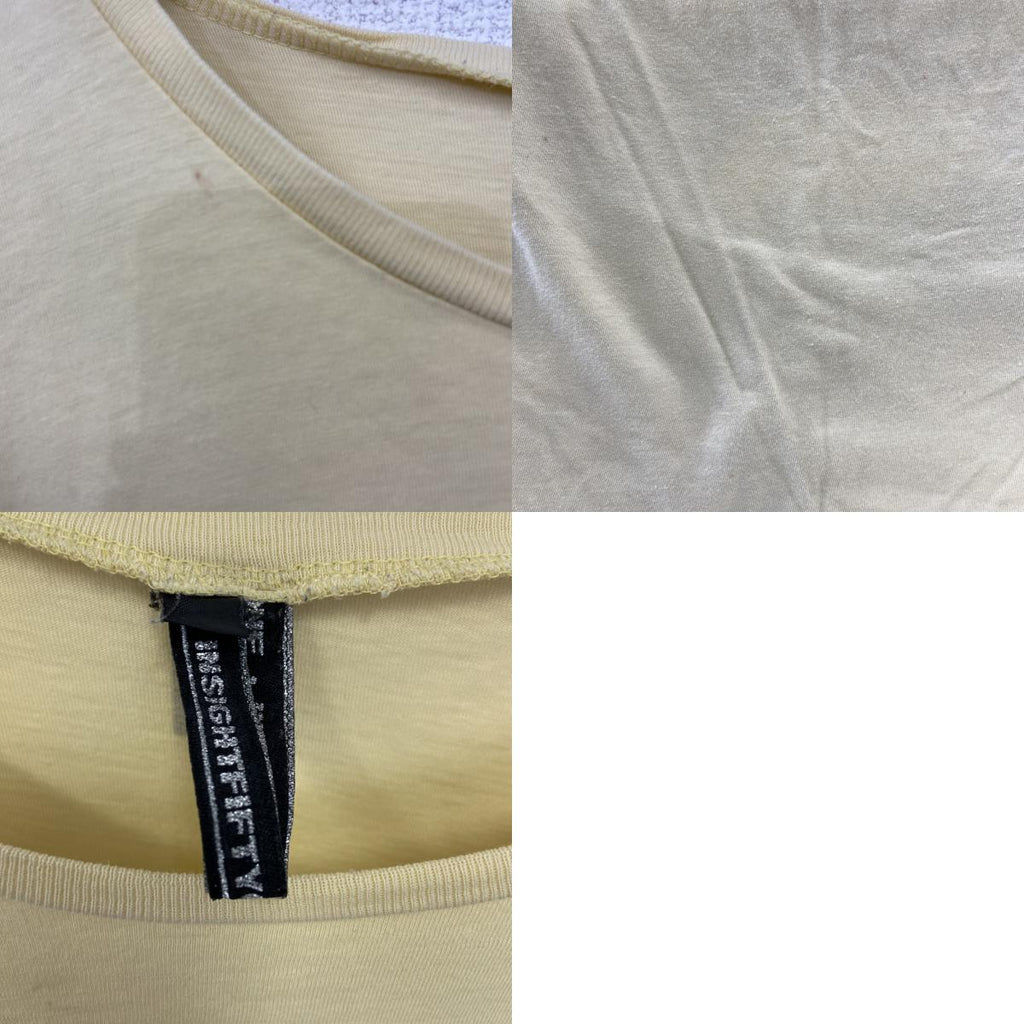 古着 used　ノーブランド　半袖ヴィンテージTシャツ　シングルステッチ　クルーネック　レトロデザイン　90s　黄色　Mサイズ