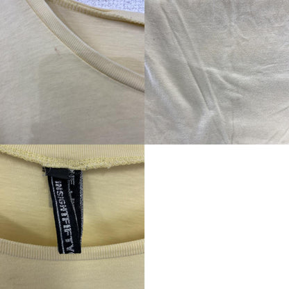 古着 used　ノーブランド　半袖ヴィンテージTシャツ　シングルステッチ　クルーネック　レトロデザイン　90s　黄色　Mサイズ