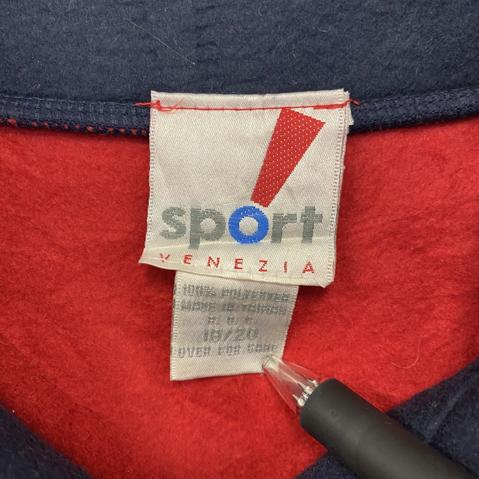～90s　sport VENEZIA　ハーフジップフリースプルオーバージャケット　星条旗　ヴィンテージ　赤　レッド　18/20サイズ