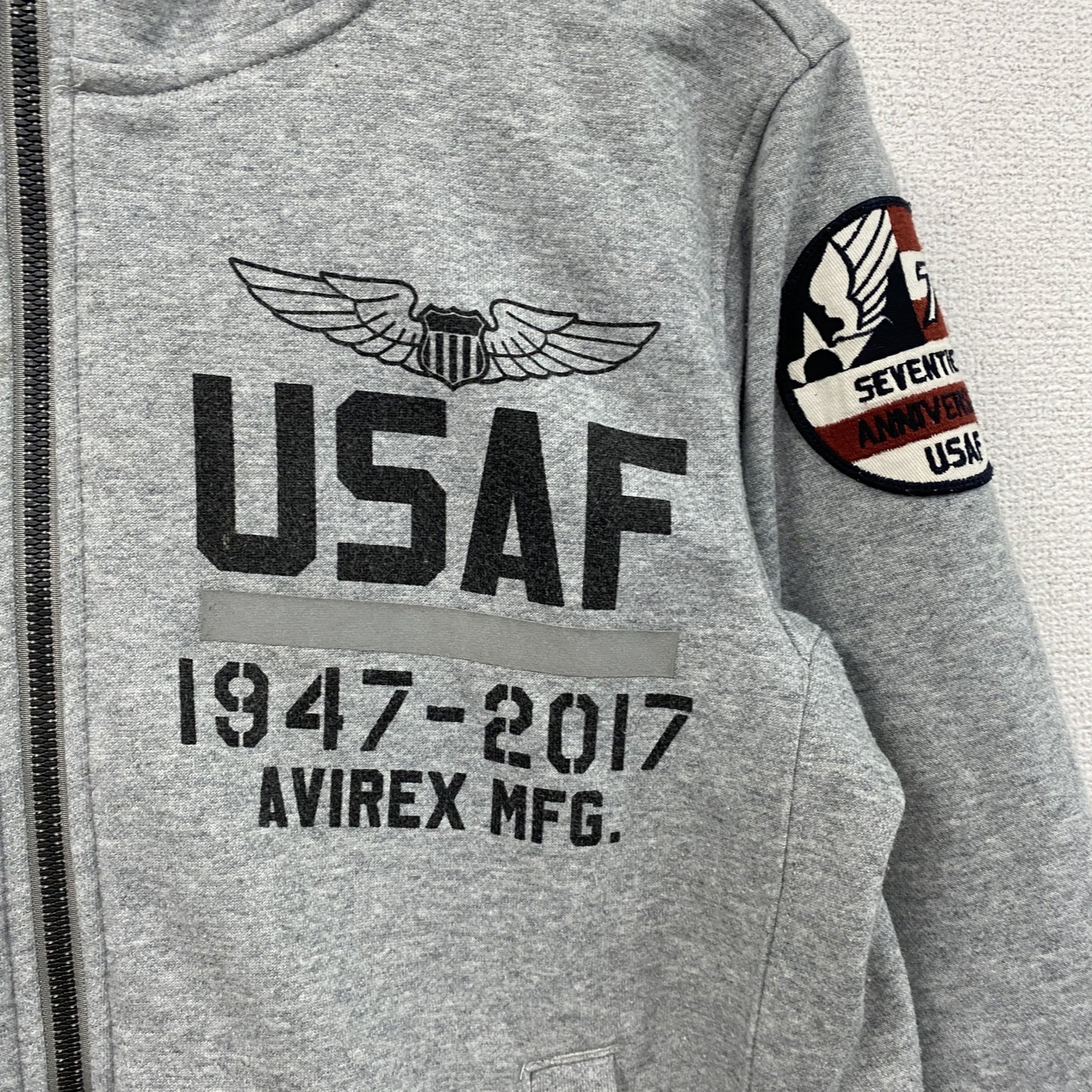 AVIREX　アヴィレックス　スウェットパーカー/フーディー　ミリタリー　USAF　アメリカ海軍　グレー　Lサイズ