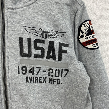 AVIREX　アヴィレックス　スウェットパーカー/フーディー　ミリタリー　USAF　アメリカ海軍　グレー　Lサイズ