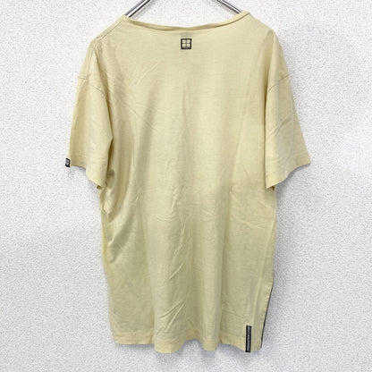 古着 used　ノーブランド　半袖ヴィンテージTシャツ　シングルステッチ　クルーネック　レトロデザイン　90s　黄色　Mサイズ