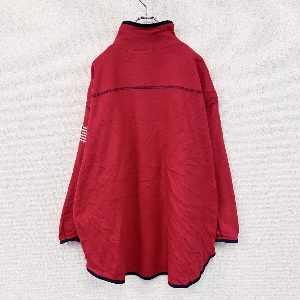 ～90s　sport VENEZIA　ハーフジップフリースプルオーバージャケット　星条旗　ヴィンテージ　赤　レッド　18/20サイズ