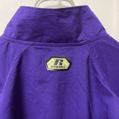 古着 used　RUSSELL ATHLETIC ラッセルアスレティック　長袖ナイロンジャケット　ワンポイント刺繍　紫　Lサイズ