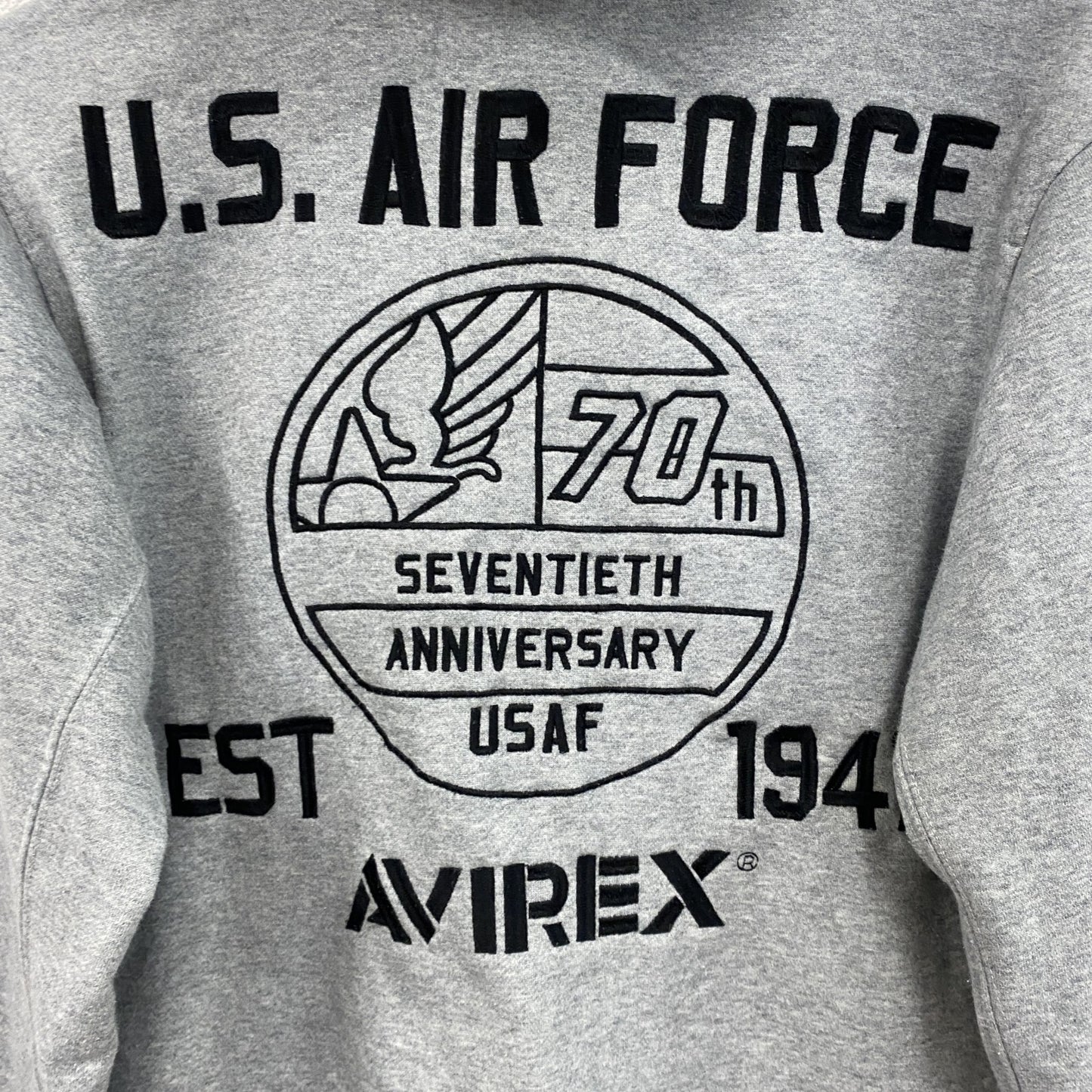 AVIREX　アヴィレックス　スウェットパーカー/フーディー　ミリタリー　USAF　アメリカ海軍　グレー　Lサイズ
