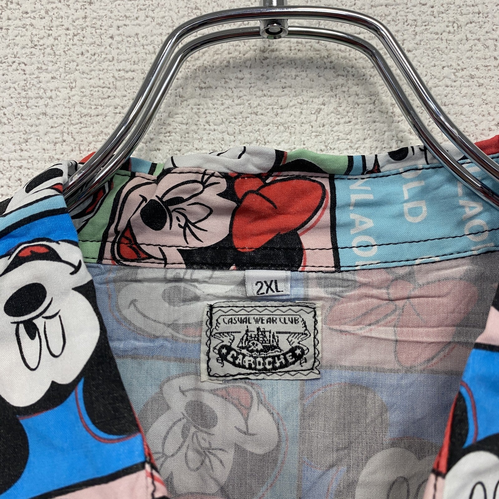 CARDCHE　Disney　ミッキー　ミニー　長袖デザインシャツ　ボタンダウンシャツ　総柄　2XLサイズ