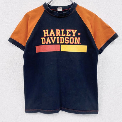 The Real McCoy's　HARLEY DAVIDSON　半袖Tシャツ　リンガーT　黒　ブラック　Sサイズ