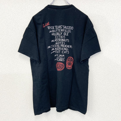 GILDAN　ギルダン　半袖プリントデザインTシャツ　Tiki　ポリネシア神話　7連プリント　両面プリント　黒　ブラック　Lサイズ