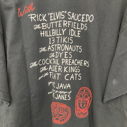 GILDAN　ギルダン　半袖プリントデザインTシャツ　Tiki　ポリネシア神話　7連プリント　両面プリント　黒　ブラック　Lサイズ