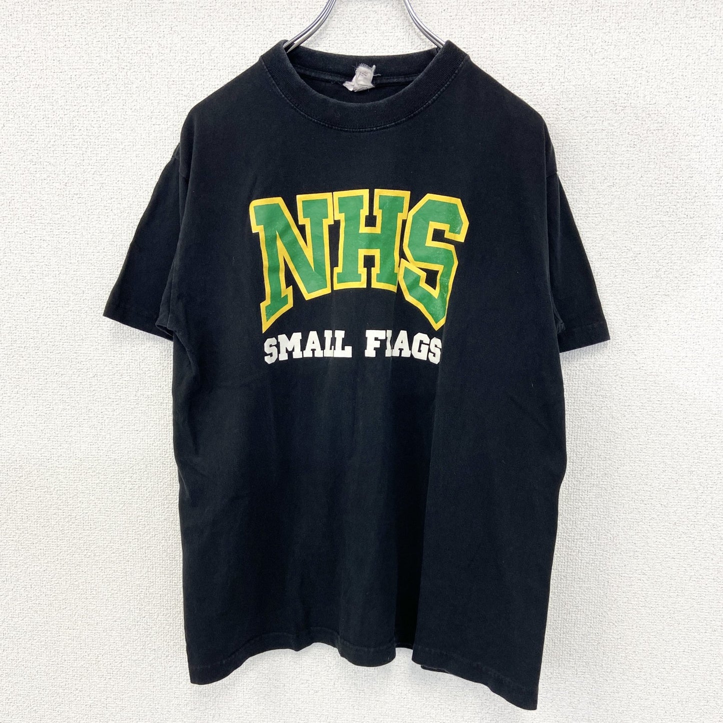 古着 used　HIS　半袖プリントデザインTシャツ　クルーネック　NHS　フランス　ナルボンヌ　カジュアル　黒　Mサイズ