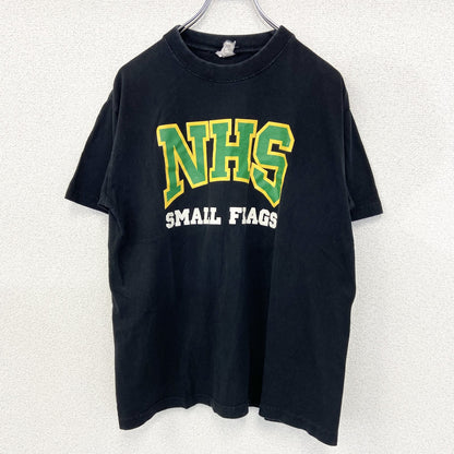 古着 used　HIS　半袖プリントデザインTシャツ　クルーネック　NHS　フランス　ナルボンヌ　カジュアル　黒　Mサイズ