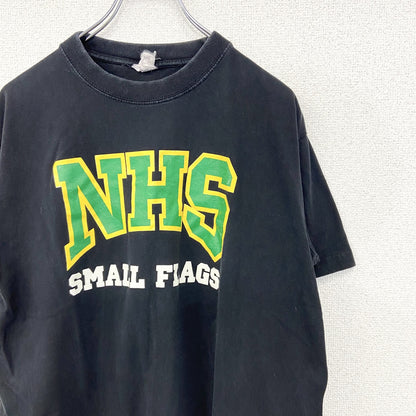 古着 used　HIS　半袖プリントデザインTシャツ　クルーネック　NHS　フランス　ナルボンヌ　カジュアル　黒　Mサイズ