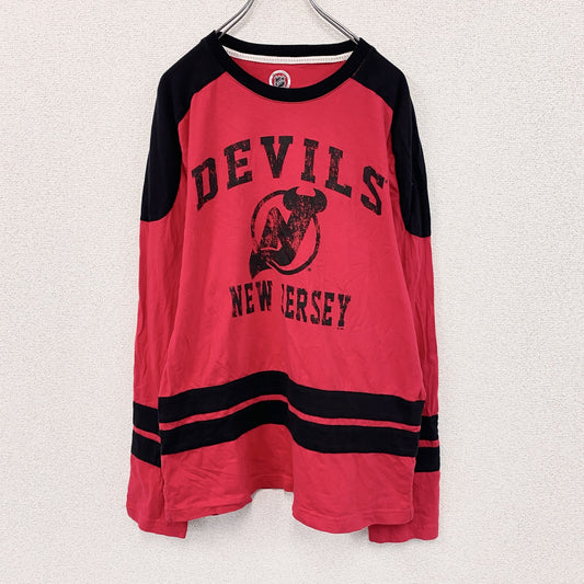 G-Ⅲ　NHL　ニュージャージーデビルズ　長袖プリントTシャツ/ロンT　チームT　赤　レッド　Lサイズ