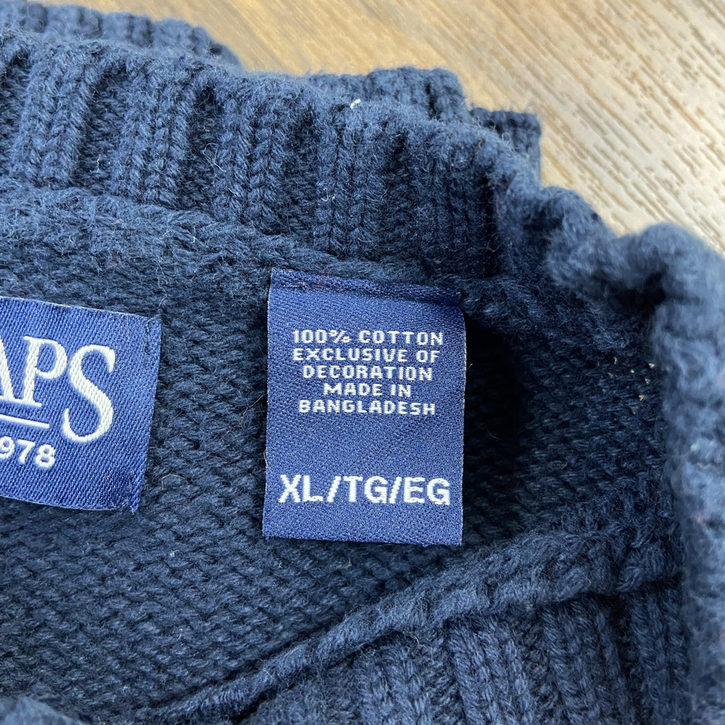 CHAPS　ラルフローレン　クルーネックニットセーター　ワンポイント刺繍　ネイビー　XLサイズ　