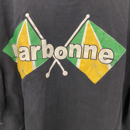 古着 used　HIS　半袖プリントデザインTシャツ　クルーネック　NHS　フランス　ナルボンヌ　カジュアル　黒　Mサイズ