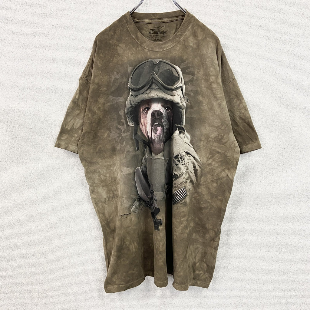 THE MOUNTAIN　ザマウンテン　半袖プリントTシャツ　アニマルT　タイダイ　カーキ　2XL