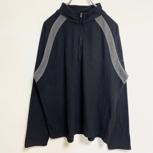 古着 used　NAUTICA ノーティカ　長袖ハーフジップフリースジャケット　プルオーバー　ワンポイント刺繍　黒　Lサイズ