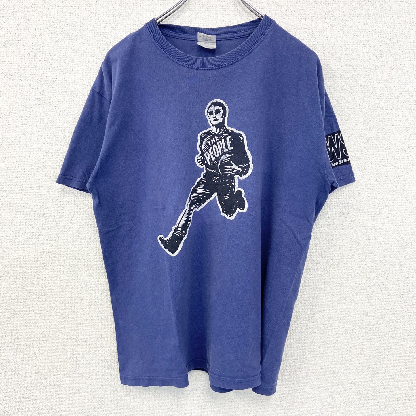 古着 used　GILDAN ギルダン　半袖プリントTシャツ　クルーネック　カジュアルデザイン　WSC　レトロ　青　Mサイズ