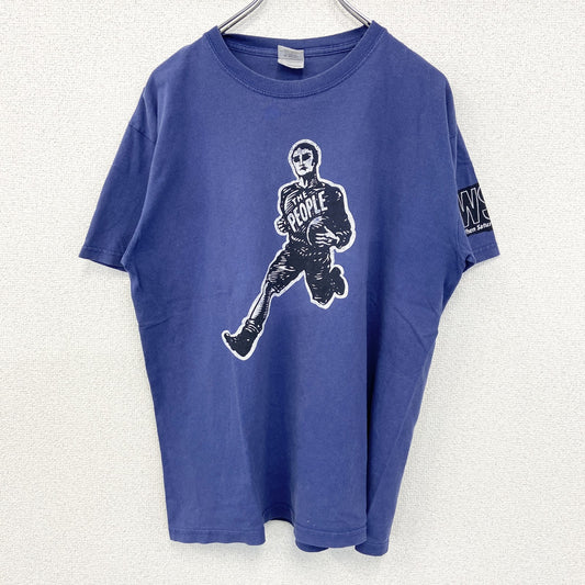 古着 used　GILDAN ギルダン　半袖プリントTシャツ　クルーネック　カジュアルデザイン　WSC　レトロ　青　Mサイズ