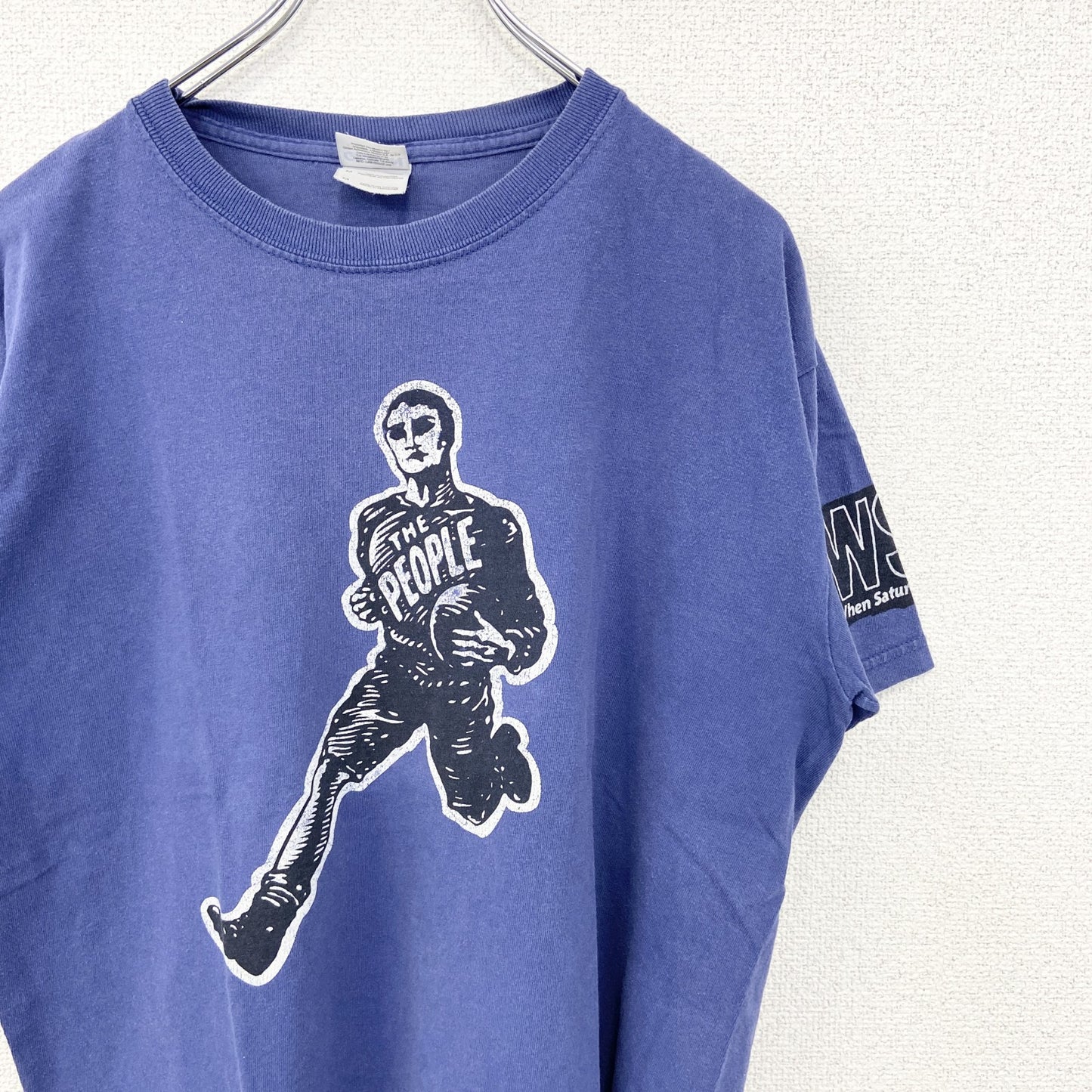 古着 used　GILDAN ギルダン　半袖プリントTシャツ　クルーネック　カジュアルデザイン　WSC　レトロ　青　Mサイズ