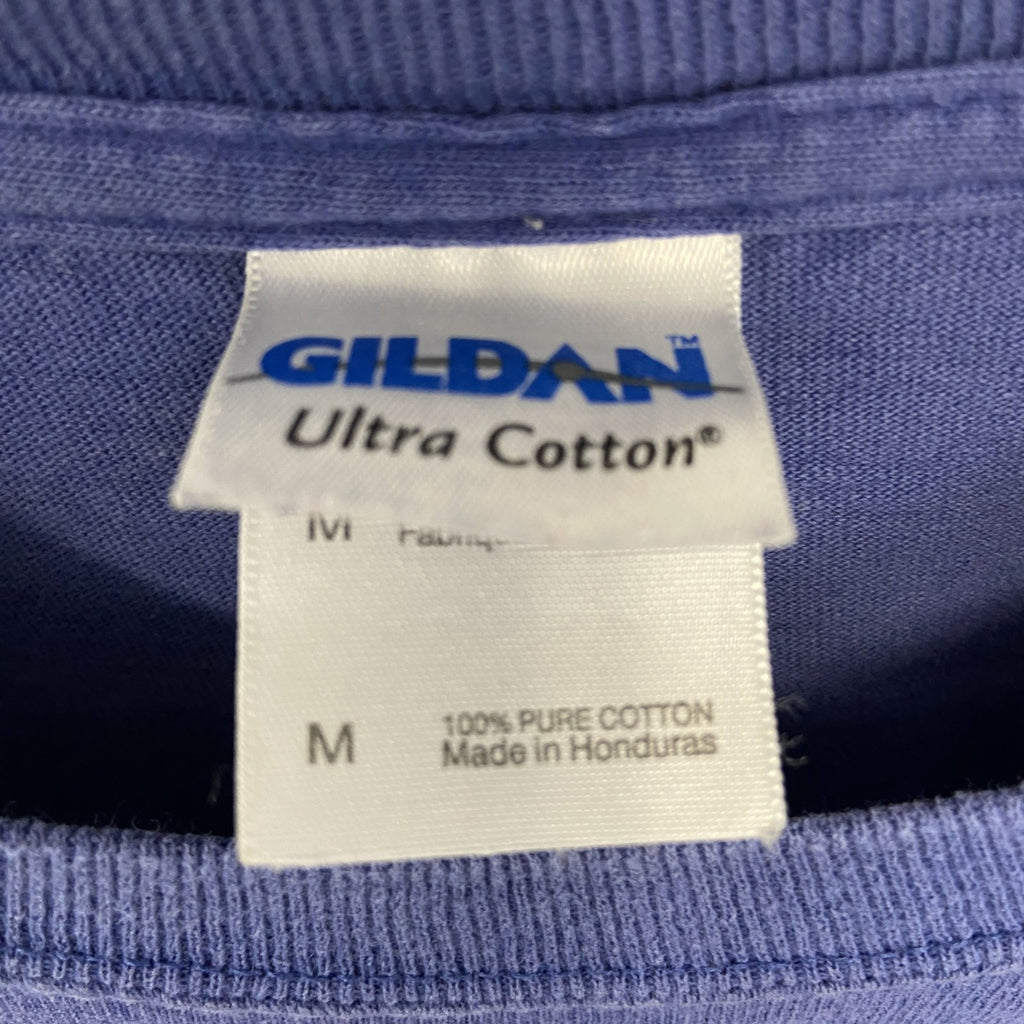 古着 used　GILDAN ギルダン　半袖プリントTシャツ　クルーネック　カジュアルデザイン　WSC　レトロ　青　Mサイズ