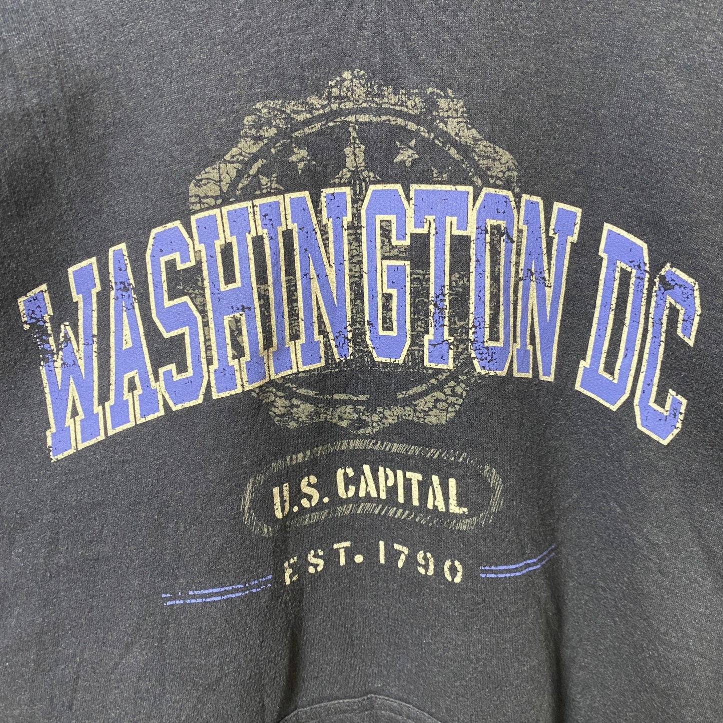 古着 used　WASHINTON DC　ワシントン　長袖スウェットパーカー　ロゴプリント　1790　ネイビー　Mサイズ