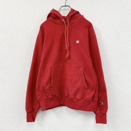 Champion　チャンピオン　リバースウィーブ　スウェットパーカー/フーディー　刺繡ロゴ　ヘビーウェイト　赤　レッド　Mサイズ