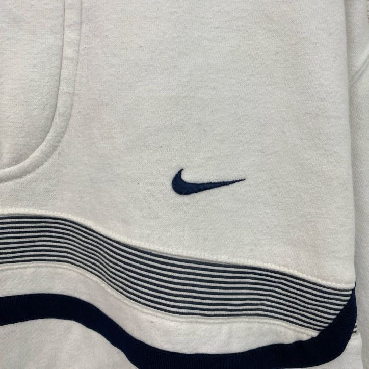 00s　NIKE　ナイキ　ハーフジッププルオーバースウェット　ヴィンテージ　刺ロゴ　白　ホワイト　Lサイズ