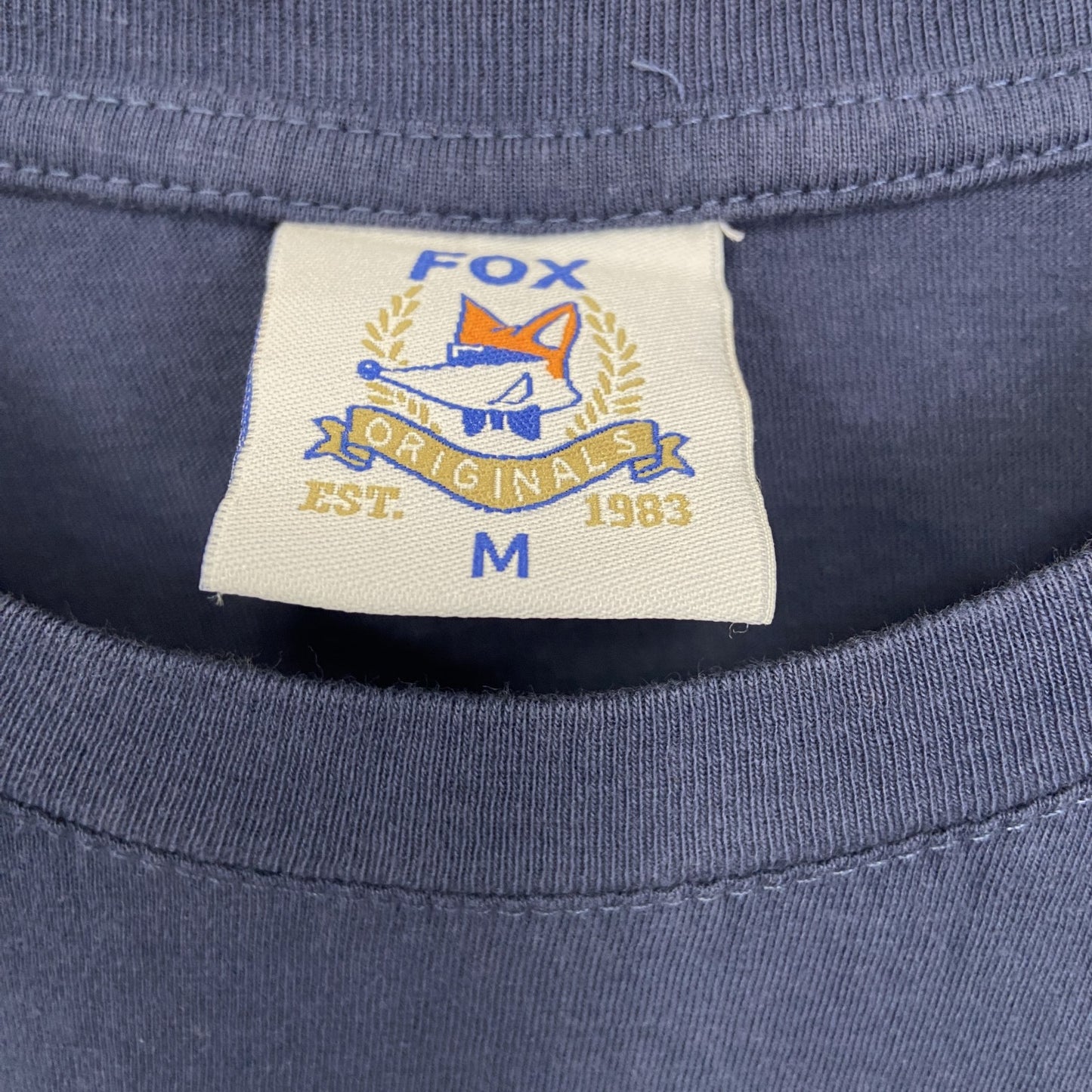 古着 used　FOX ORIGINALS　半袖プリントTシャツ　クルーネック　ドイツ　ベルリン　クルーネック　青　Mサイズ
