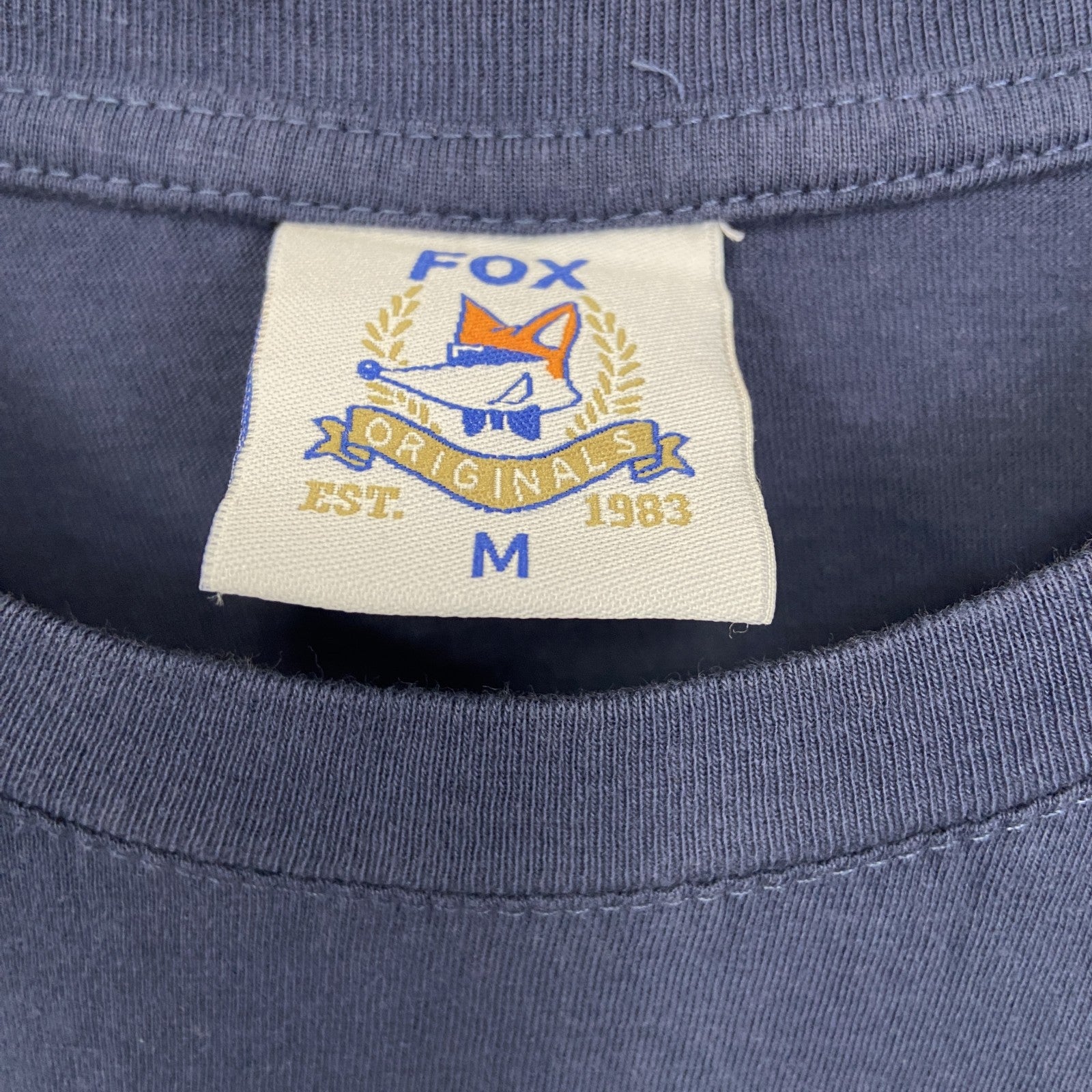 古着 used　FOX ORIGINALS　半袖プリントTシャツ　クルーネック　ドイツ　ベルリン　クルーネック　青　Mサイズ