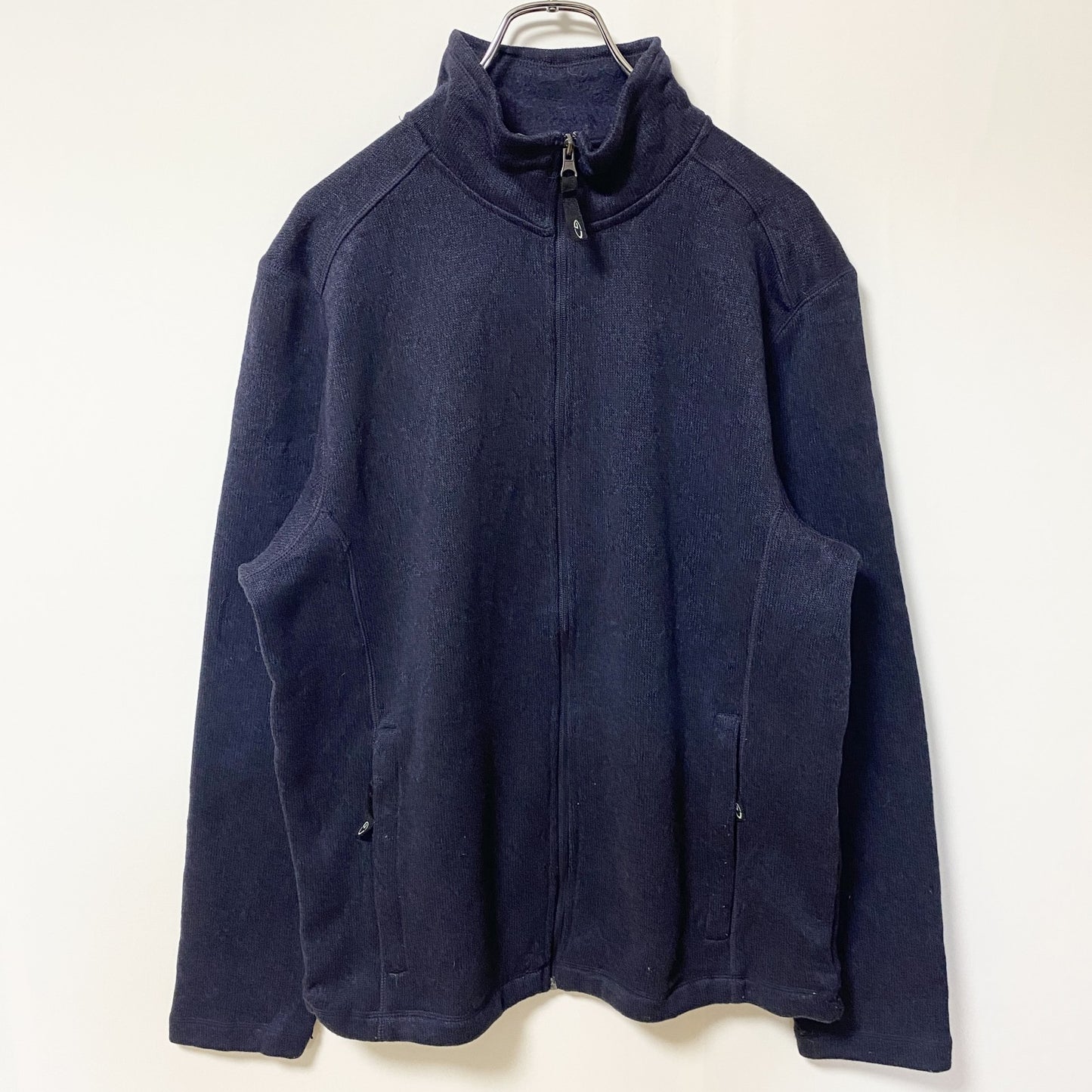 古着 used　C9 by Champion チャンピオン　長袖ハーフジップニット　裏フリース　ハイネック　ネイビー　Lサイズ