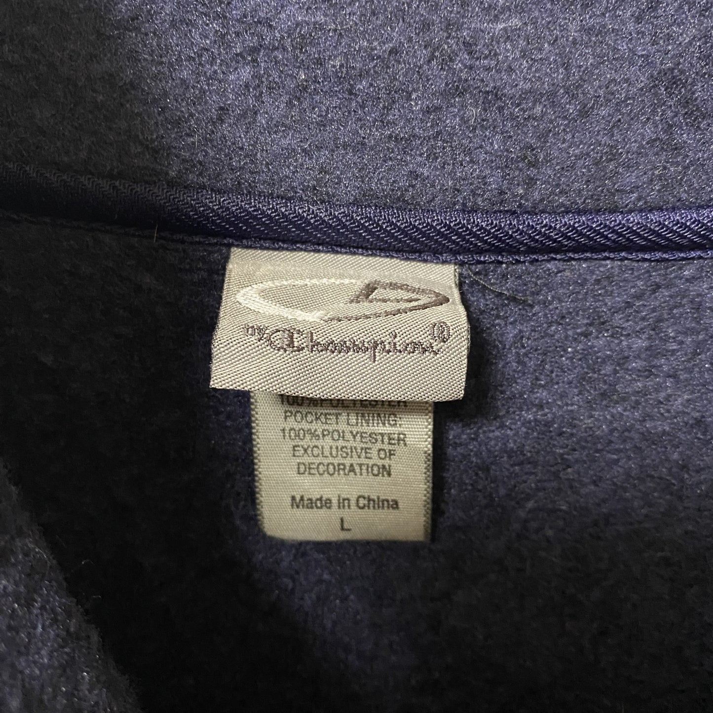 古着 used　C9 by Champion チャンピオン　長袖ハーフジップニット　裏フリース　ハイネック　ネイビー　Lサイズ