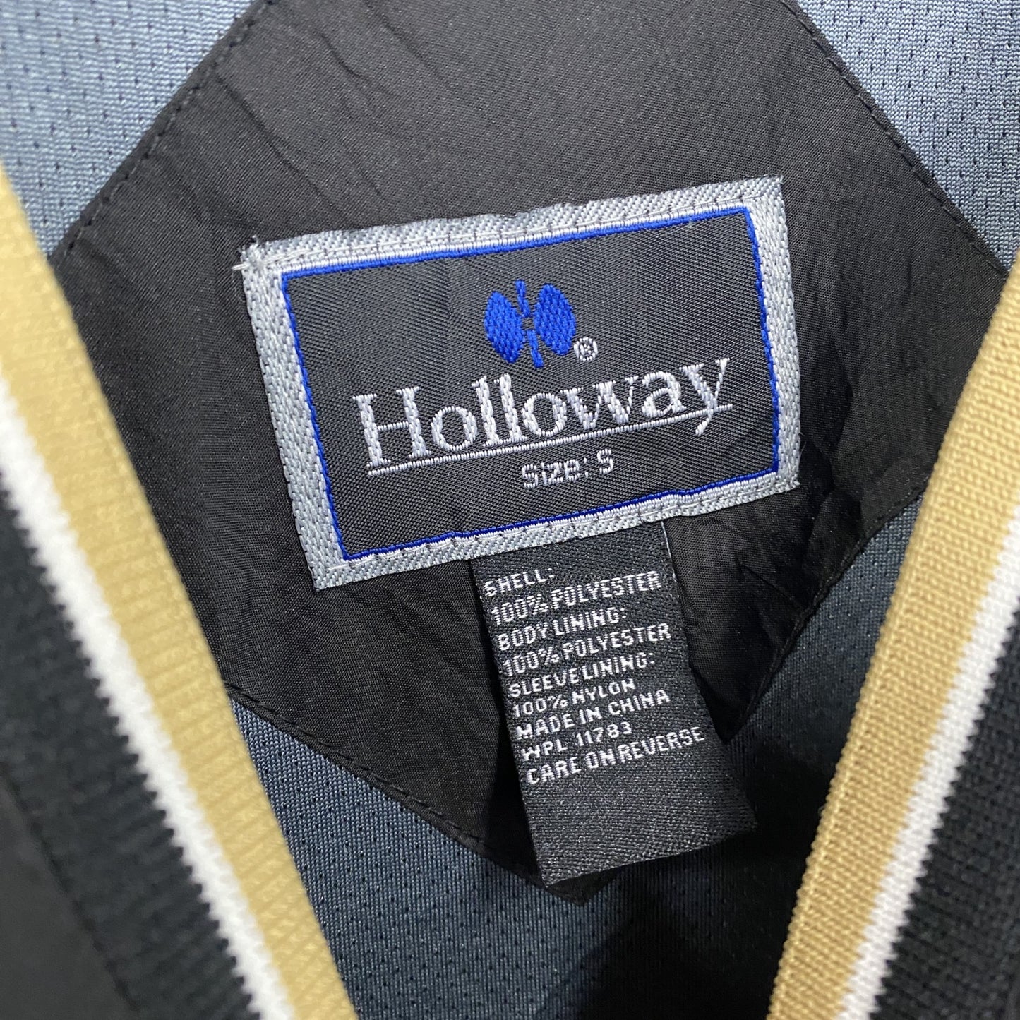 90s　Holloway　ホロウェイ　プルオーバージャケット　刺繍ロゴ　ワッペン　Vネック　ヴィンテージ　黒　ブラック　Sサイズ