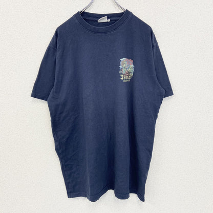 古着 used　weird fish　半袖プリントデザインTシャツ　３PIKES　CALLENGE　クルーネック　黒　Lサイズ
